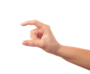 Image showing One human hand keeping something on white background