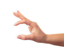 Image showing Human hand keeping something with two fingers