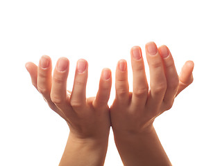 Image showing Two human hands asking for something