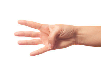 Image showing Human hand showing four fingers