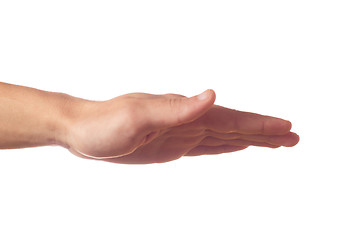 Image showing Human hand with palm down on white background