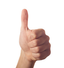 Image showing One human hand thumb up