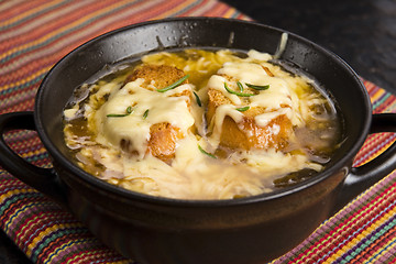 Image showing French onion soup with ingredients