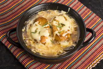 Image showing French onion soup with ingredients