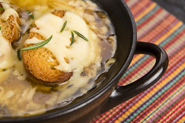 Image showing French onion soup with ingredients