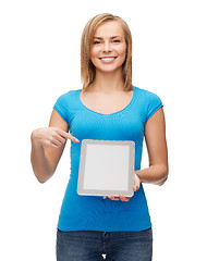 Image showing smiling girl with tablet pc computer