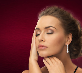 Image showing woman wearing diamond earrings