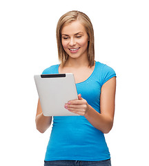 Image showing smiling girl with tablet pc computer