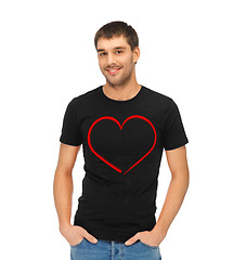 Image showing man in black t-shirt with heart image