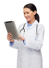 Image showing female doctor with stethoscope and tablet pc