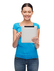 Image showing smiling girl with tablet pc computer