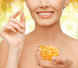 Image showing beautiful woman with omega 3 vitamins