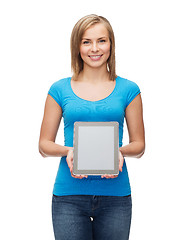 Image showing smiling girl with tablet pc computer