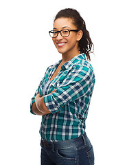 Image showing smiling african american girl in eyeglasses