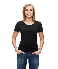 Image showing woman in blank black t-shirt