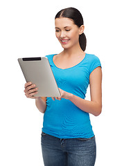 Image showing smiling girl with tablet pc computer