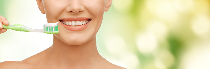 Image showing beautiful woman with toothbrush