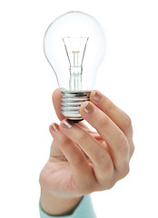 Image showing close up of woman hand holding light bulb