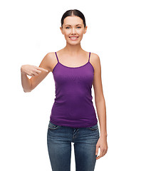 Image showing smiling girl in blank purple tank top