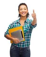 Image showing smiling african-american student showing thumbs up