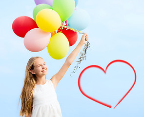 Image showing happy girl with colorful balloons