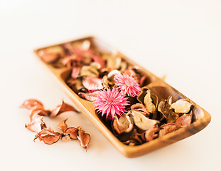 Image showing closeup of pot-pourri in wooden bowl