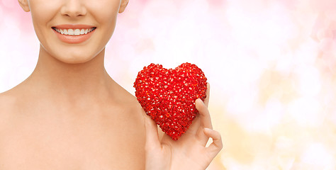 Image showing beautiful woman with red heart