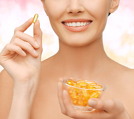 Image showing beautiful woman with omega 3 vitamins