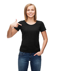 Image showing woman in blank black t-shirt