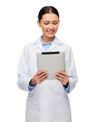 Image showing female doctor without stethoscope and tablet pc