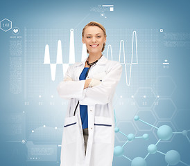 Image showing smiling female doctor with stethoscope