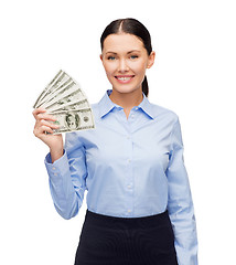 Image showing businesswoman with dollar cash money