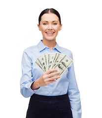 Image showing businesswoman with dollar cash money