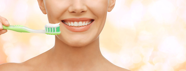 Image showing beautiful woman with toothbrush