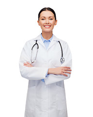 Image showing smiling female doctor with stethoscope