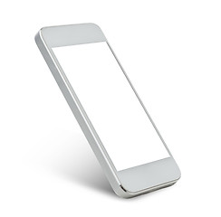 Image showing white smarthphone with blank black screen