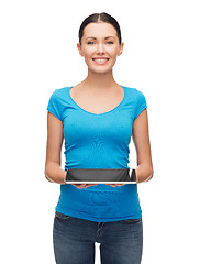 Image showing smiling girl with tablet pc computer