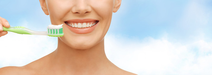 Image showing beautiful woman with toothbrush