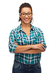 Image showing smiling african american girl in eyeglasses