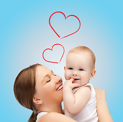 Image showing happy mother with adorable baby