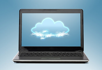 Image showing laptop computer with cloud on screen