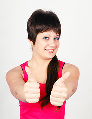 Image showing Young girl with thumb up