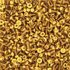 Image showing Background of multiple gold bolts and nuts