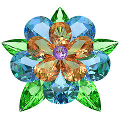 Image showing Flower composed of colored gemstones on white