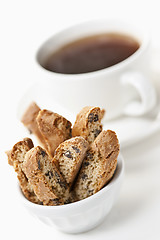 Image showing Biscotti cookies and coffee