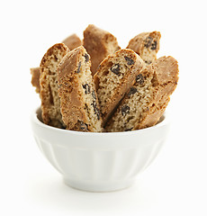 Image showing Biscotti cookies in bowl