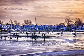 Image showing Floating homes at Bluffers park marina