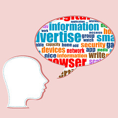 Image showing social media words on man head - business concept