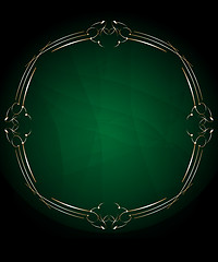 Image showing green card with golden floral frame