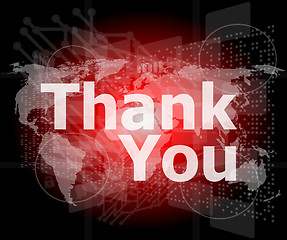 Image showing The word thank you on digital screen, social concept